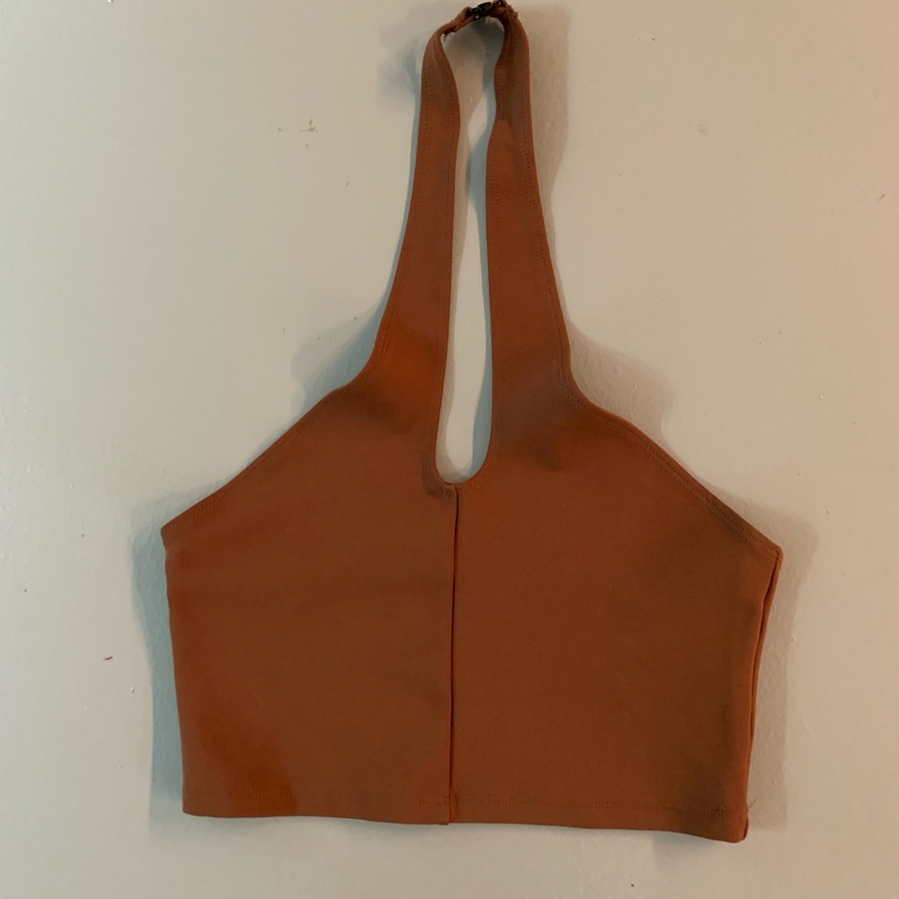 Brown cross cross crop top